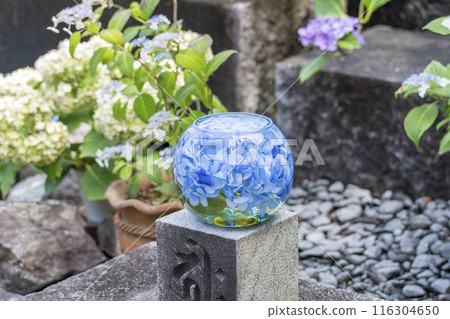 盆坂地繡球花紀念碑繡球花玻璃球 盆坂地繡球花紀念碑繡球花玻璃球 116304650