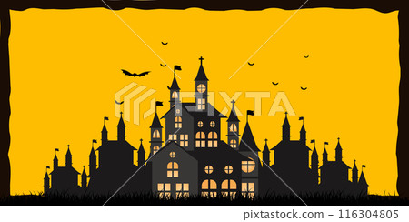 Halloween Autumn Castle Fireworks Background Halloween Autumn Castle Fireworks Background 116304805