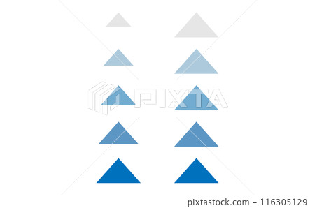 Set of blue triangle flow charts 116305129