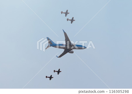 Jet Air Fly B737-700 and Jordanian Falcons formation flight Jet Air Fly B737-700 and Jordanian Falcons formation flight 116305298