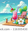美麗的熱帶海灘和果汁 116305430
