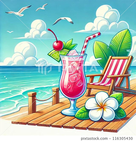 美麗的熱帶海灘和果汁 116305430