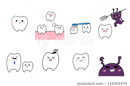 牙醫牙齒鬆動插畫(彩色) 牙醫牙齒鬆動插畫(彩色) 116305479
