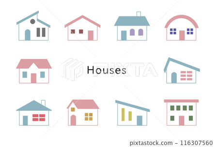 天藍色的房子和色彩繽紛的宇宙窗戶 116307560