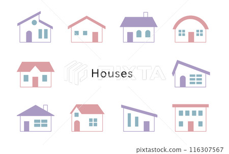 Houses Lavender Cosmos Window Sky Blue 116307567
