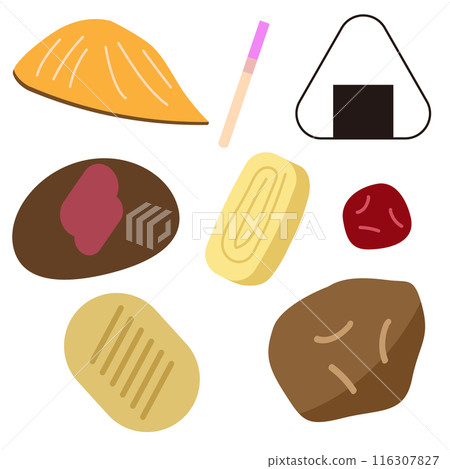 Illustration of main ingredients for bento Illustration of main ingredients for bento 116307827