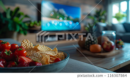 Tastefully designed living room, perfectly complementing the room's classy decor 116307864