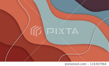 Paper cut art abstract background, autumn colorful banner in paper cutout style, wavy bright editable illustration  116307968