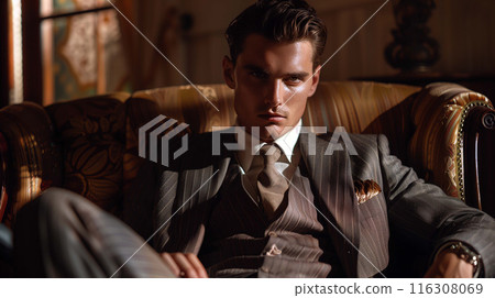 Bringing back the allure of the past with classic gangster fashion, tough demeanor 116308069