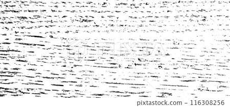 Black grunge wood texture. Grainy wooden overlay background. Distressed bark surface with dust, sand, particles, specks, speckles. Rough dirty stump backdrop of floor, fence. Vector 116308256