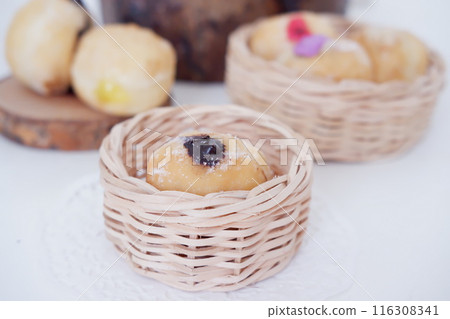 flavored ball donuts as a background 116308341