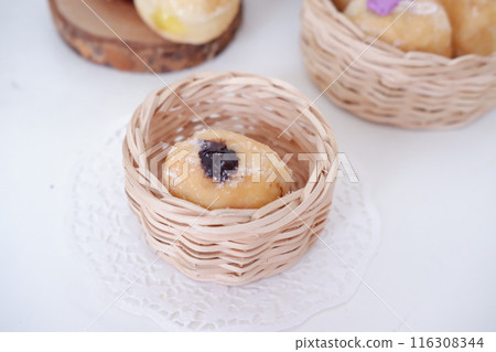 flavored ball donuts as a background 116308344