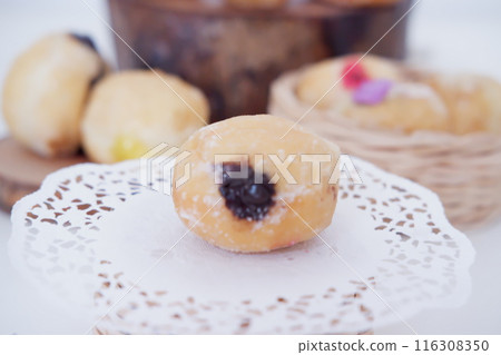 flavored ball donuts as a background 116308350