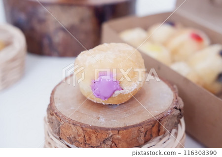 flavored ball donuts as a background 116308390