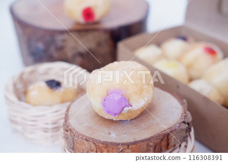 flavored ball donuts as a background 116308391