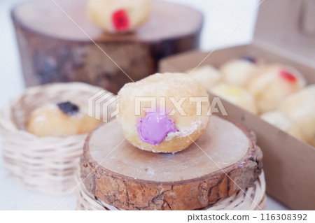 flavored ball donuts as a background 116308392