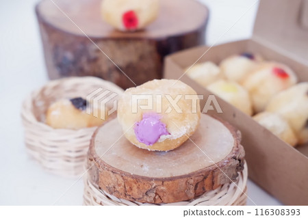 flavored ball donuts as a background 116308393