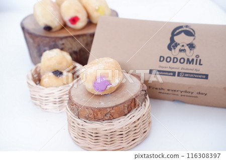 flavored ball donuts as a background 116308397