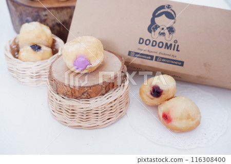 flavored ball donuts as a background 116308400