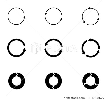 Simple rotating arrow icon set 116308627
