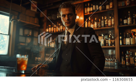 Capturing the essence of a bygone era with sharp suits and an air 116308655