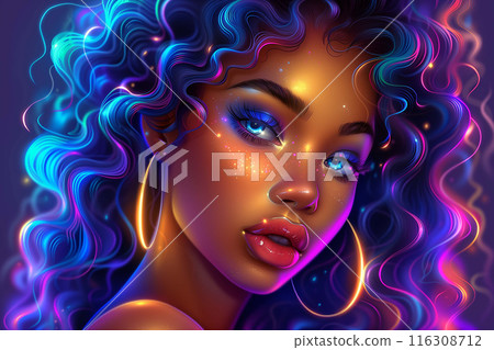 Playful pop art composition dazzles with its fun color palette and cheerful motifs 116308712