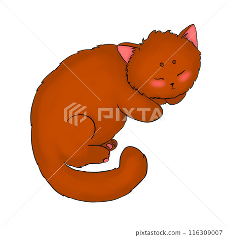 Ginger sleeping cartoon cat in anime style illustration Ginger sleeping cartoon cat in anime style illustration 116309007