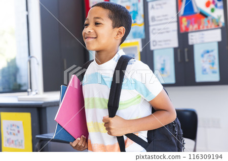 Biracial boy ready for school 116309194