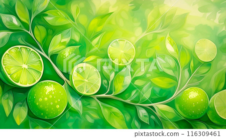 水彩風格新鮮石灰的插圖 水彩風格新鮮石灰的插圖 116309461