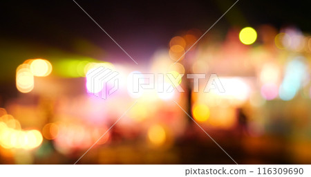 Colorful Bokeh abstract blurred background music festival stage show performance party. Vibrant bokeh background spark animate motion. Backdrop display with twinkling night life shape blinking light 116309690