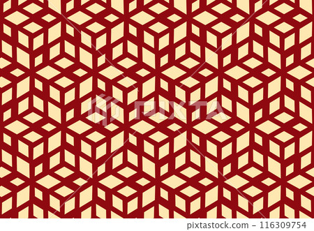 Abstract geometric pattern. A seamless vector background. Golden and red ornament. Graphic modern pattern. Simple lattice graphic design 116309754