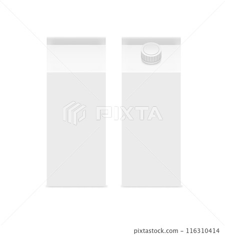 Two white, blank carton boxes with and without a cap. Vector 116310414