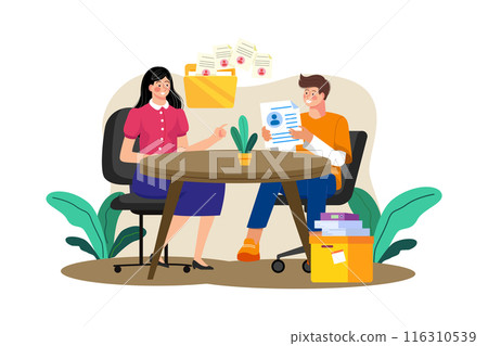 A human resources manager interviews job candidates. 116310539