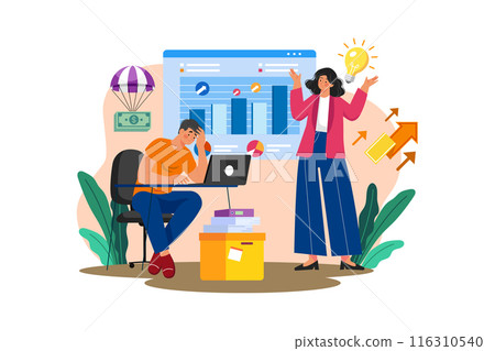 A consultant provides advice to a company on improving efficiency. A consultant provides advice to a company on improving efficiency. 116310540