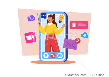 A content creator uses video to teach a skill or share knowledge. A content creator uses video to teach a skill or share knowledge. 116310548