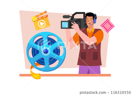 A filmmaker shoots a short film to submit to a festival. A filmmaker shoots a short film to submit to a festival. 116310550