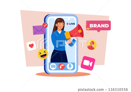 A social media influencer creates sponsored content for a brand. A social media influencer creates sponsored content for a brand. 116310556