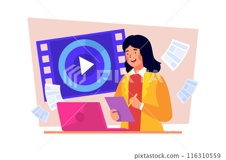 A video essayist explores a topic through a video essay. 116310559