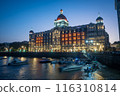 Taj Mahal Palace Hotel at twilight, Mumbai, India. 116310814