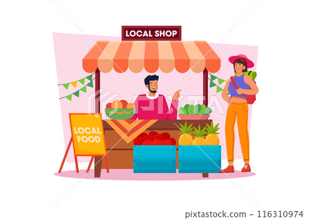People enjoy local food and discover the local culture 116310974