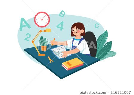 A child practices writing letters and numbers. A child practices writing letters and numbers. 116311007