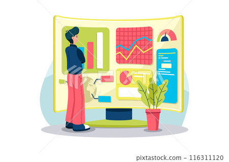 Data Monitoring Illustration concept on white background Data Monitoring Illustration concept on white background 116311120