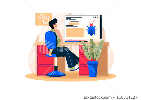 Software Testing Illustration concept on white background Software Testing Illustration concept on white background 116311127