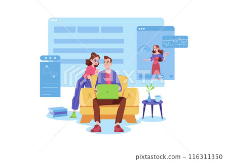 People Watching Online Analytics Illustration concept on white background People Watching Online Analytics Illustration concept on white background 116311350