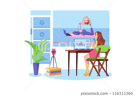 Woman Watching Video On Laptop 116311360