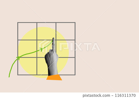 The human hand draws a rising arrow The human hand draws a rising arrow 116311370