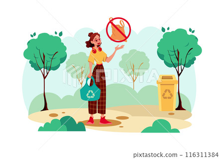 No Plastic Bag Illustration concept on white background No Plastic Bag Illustration concept on white background 116311384