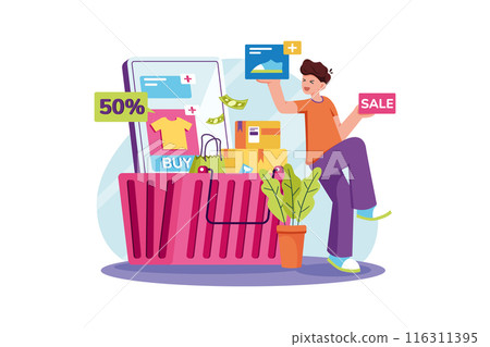 Add to Cart Illustration concept on white background 116311395
