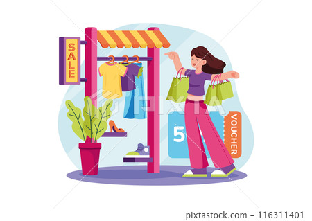 Clothes Discount Illustration concept on white background Clothes Discount Illustration concept on white background 116311401