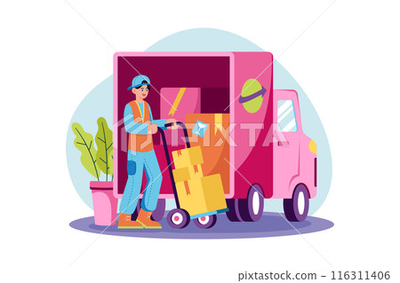Container Loading Illustration concept on white background 116311406
